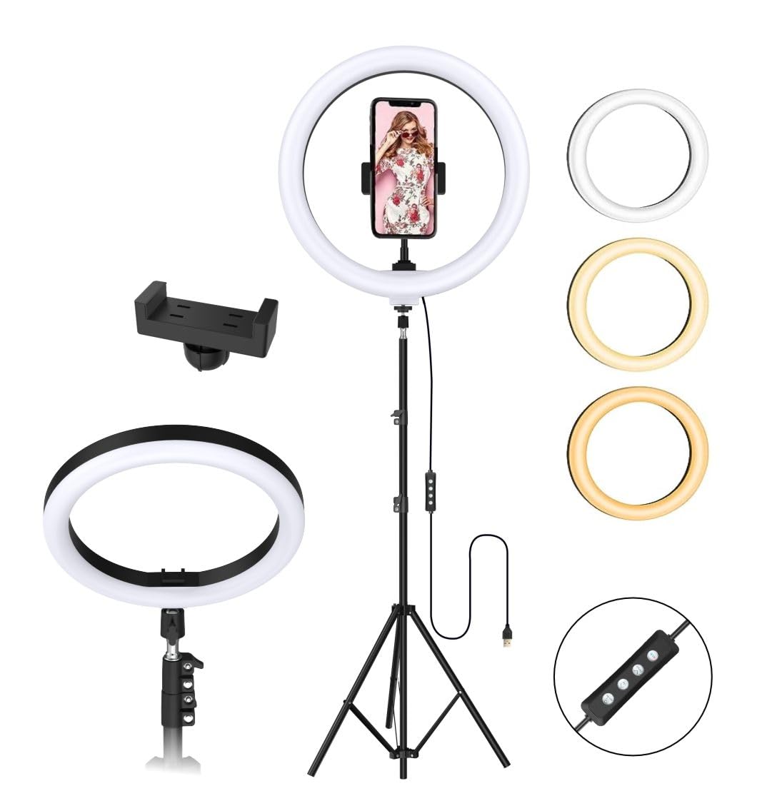 Tygot Professional (14 Inch) Led Ring Light with 7 Feet Tripod Stand for Mobile Phones & Camera, 3 Temperature Mode Dimmable Lighting, Photo-Shoot, Video Shoot, Makeup & More