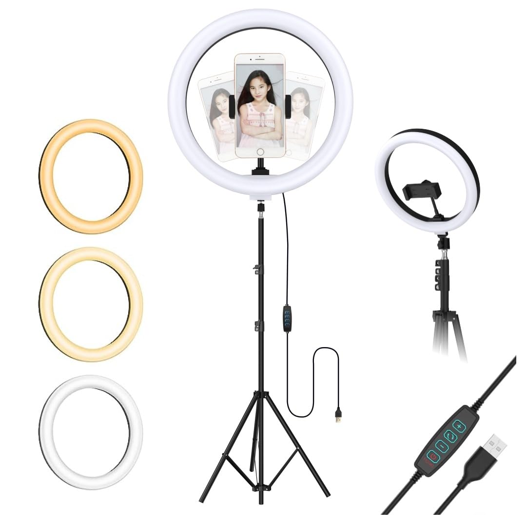 Tygot Professional (14 Inch) Led Ring Light with 7 Feet Tripod Stand for Mobile Phones & Camera, 3 Temperature Mode Dimmable Lighting, Photo-Shoot, Video Shoot, Makeup & More