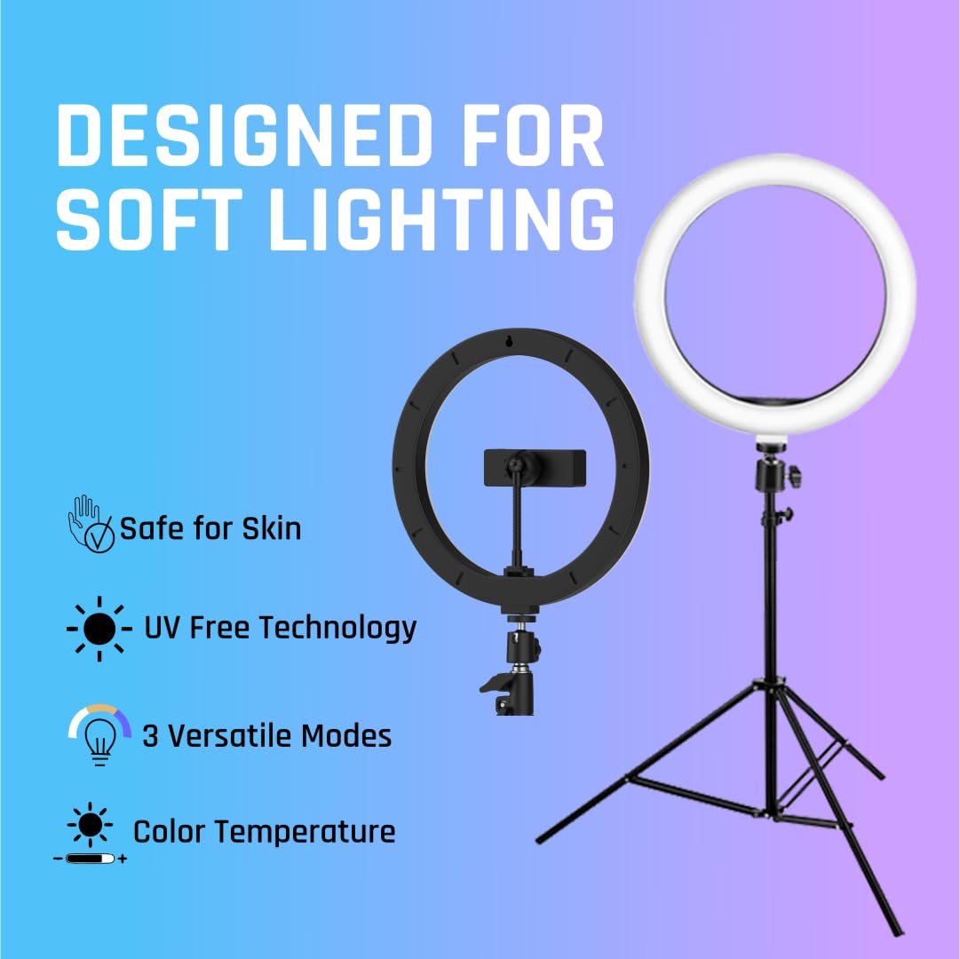 Tygot Professional (14 Inch) Led Ring Light with 7 Feet Tripod Stand for Mobile Phones & Camera, 3 Temperature Mode Dimmable Lighting, Photo-Shoot, Video Shoot, Makeup & More