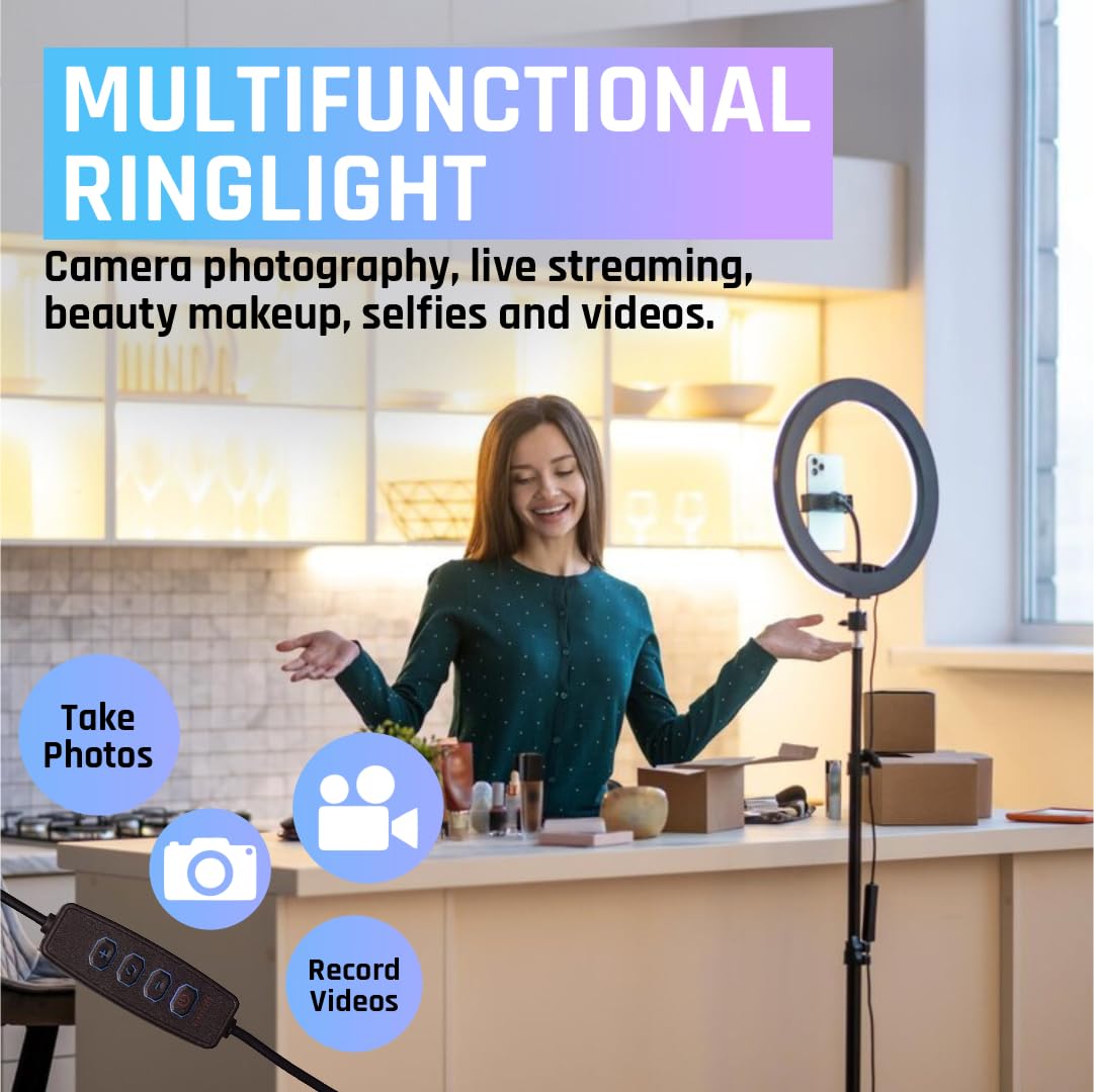 Tygot Professional (14 Inch) Led Ring Light with 7 Feet Tripod Stand for Mobile Phones & Camera, 3 Temperature Mode Dimmable Lighting, Photo-Shoot, Video Shoot, Makeup & More