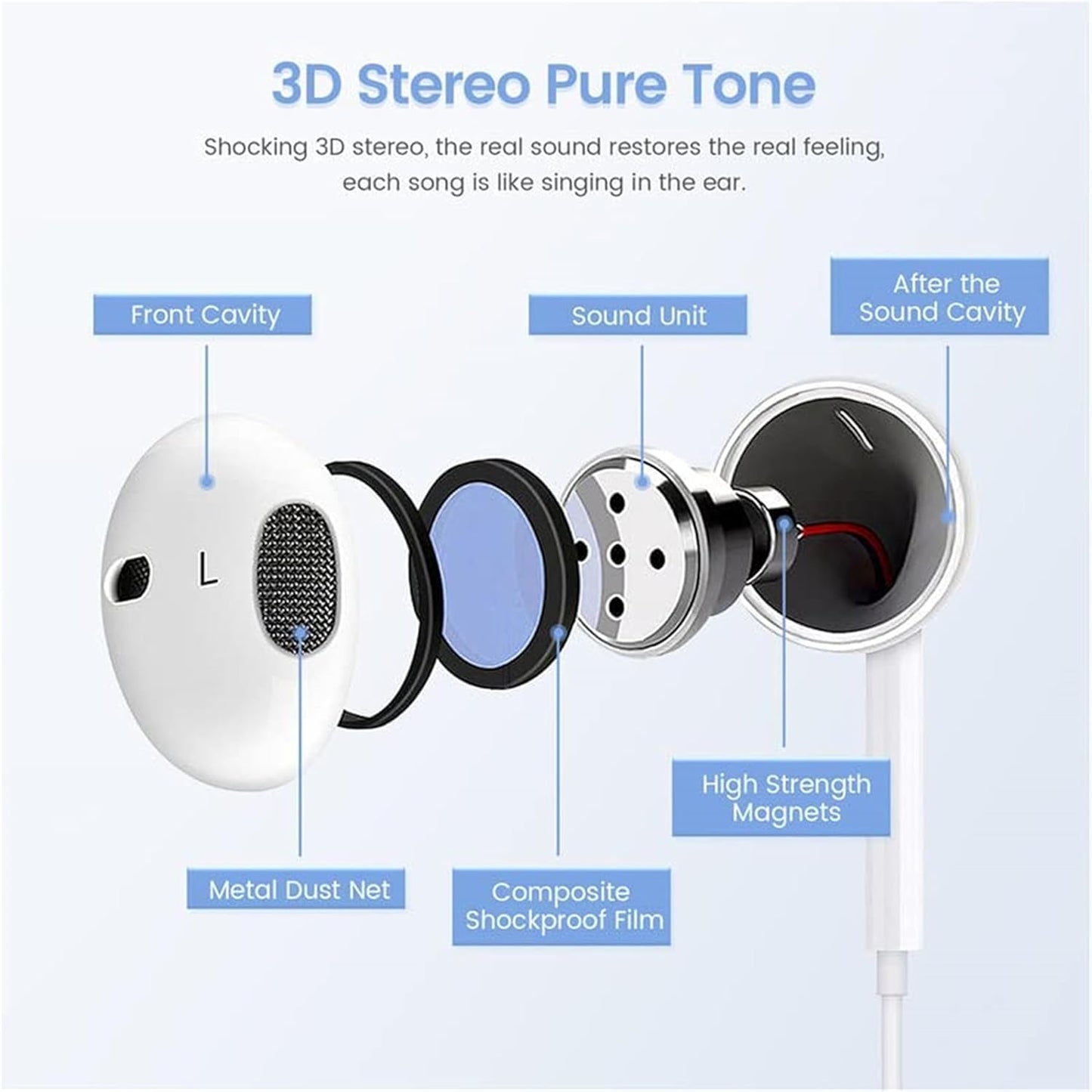 [Orginal] Earphones for Apple Earbuds, iPhone Wired with USB-C [Apple MFi Certified] Wired Earphones with Microphone and Calling Headphones for iPhone 14/16/17 (Lightning Connector)