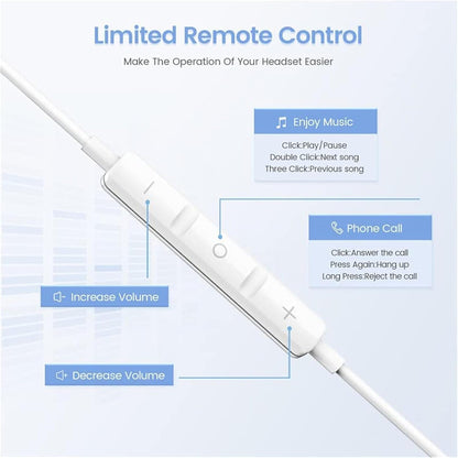 [Orginal] Earphones for Apple Earbuds, iPhone Wired with USB-C [Apple MFi Certified] Wired Earphones with Microphone and Calling Headphones for iPhone 14/16/17 (Lightning Connector)