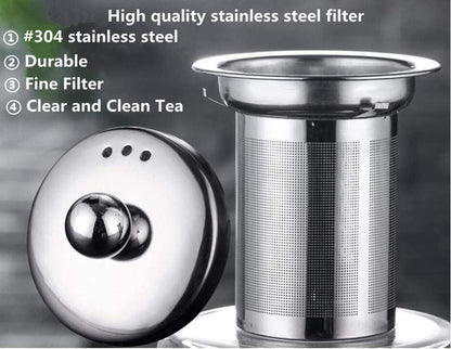 Borosilicate Glass stovetop Kettle with Stainless Steel Infuser teapot to Infuse Tea Coffee Black Tea harbal kadha Tea Pot for Making Green Tea(950 ML)