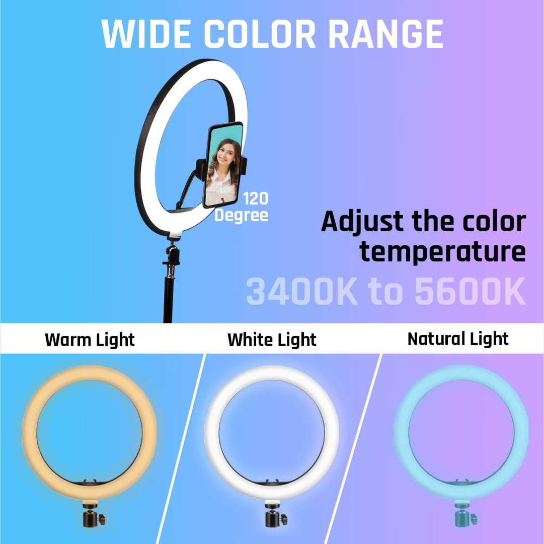 Tygot Professional (14 Inch) Led Ring Light with 7 Feet Tripod Stand for Mobile Phones & Camera, 3 Temperature Mode Dimmable Lighting, Photo-Shoot, Video Shoot, Makeup & More