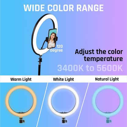 Tygot Professional (14 Inch) Led Ring Light with 7 Feet Tripod Stand for Mobile Phones & Camera, 3 Temperature Mode Dimmable Lighting, Photo-Shoot, Video Shoot, Makeup & More