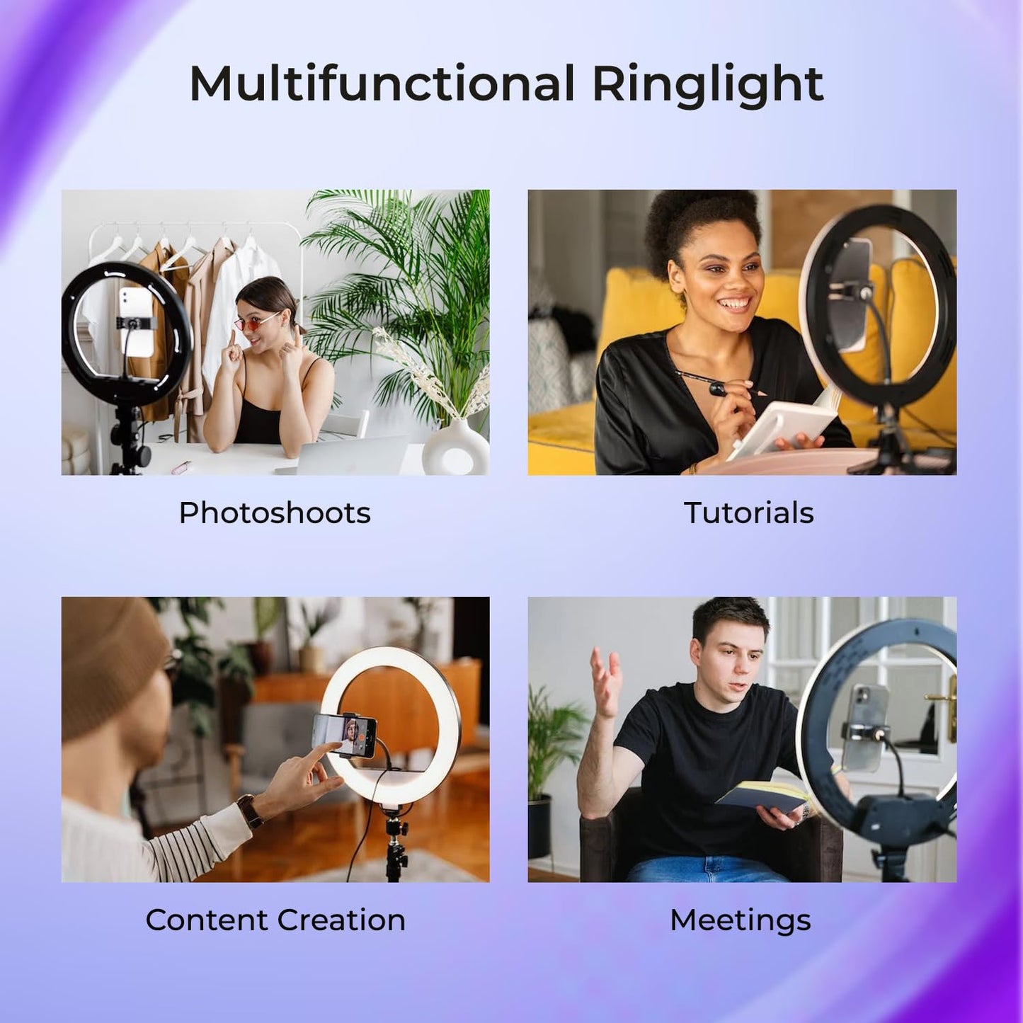 Tygot Professional (14 Inch) Led Ring Light with 7 Feet Tripod Stand for Mobile Phones & Camera, 3 Temperature Mode Dimmable Lighting, Photo-Shoot, Video Shoot, Makeup & More