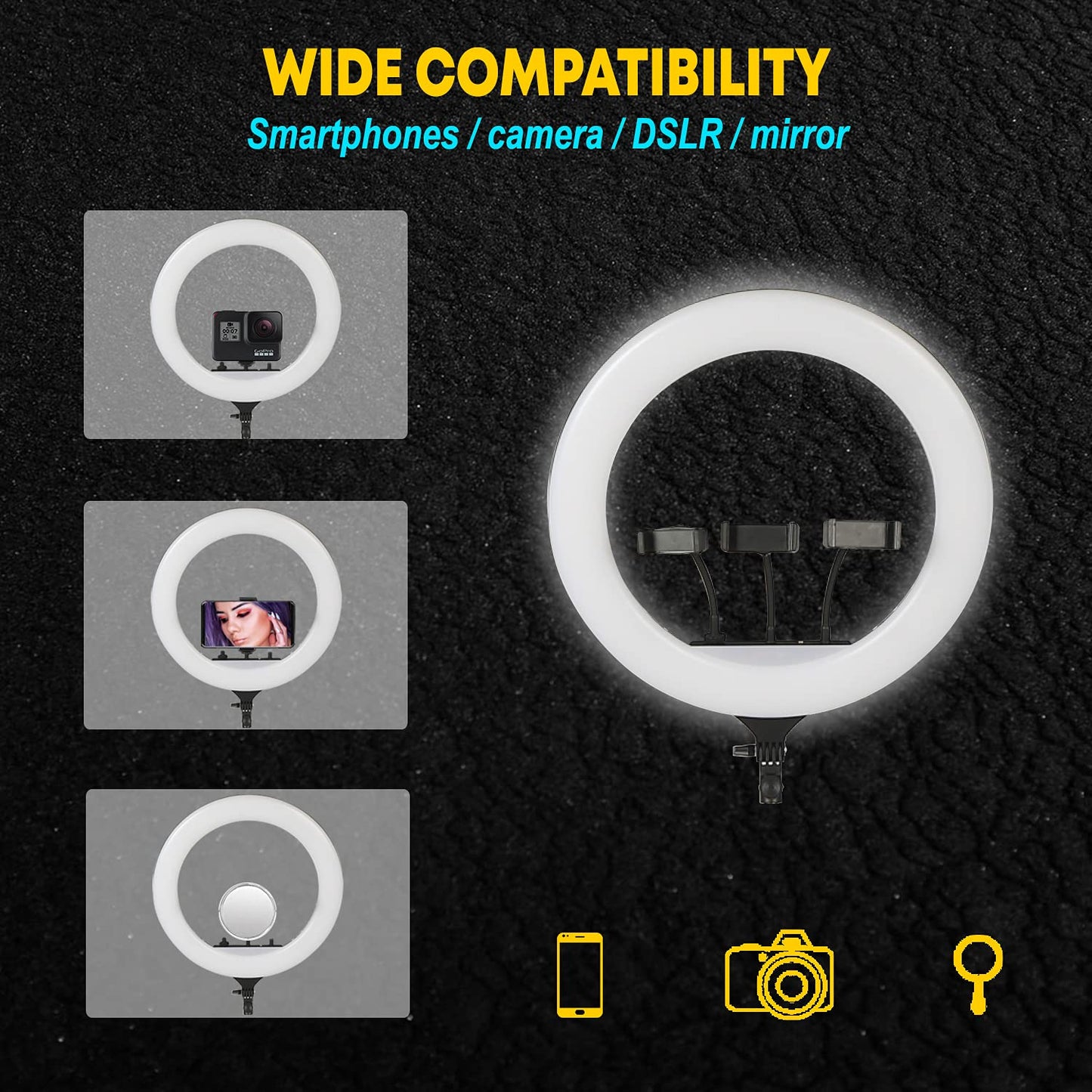 Tygot Professional (14 Inch) Led Ring Light with 7 Feet Tripod Stand for Mobile Phones & Camera, 3 Temperature Mode Dimmable Lighting, Photo-Shoot, Video Shoot, Makeup & More