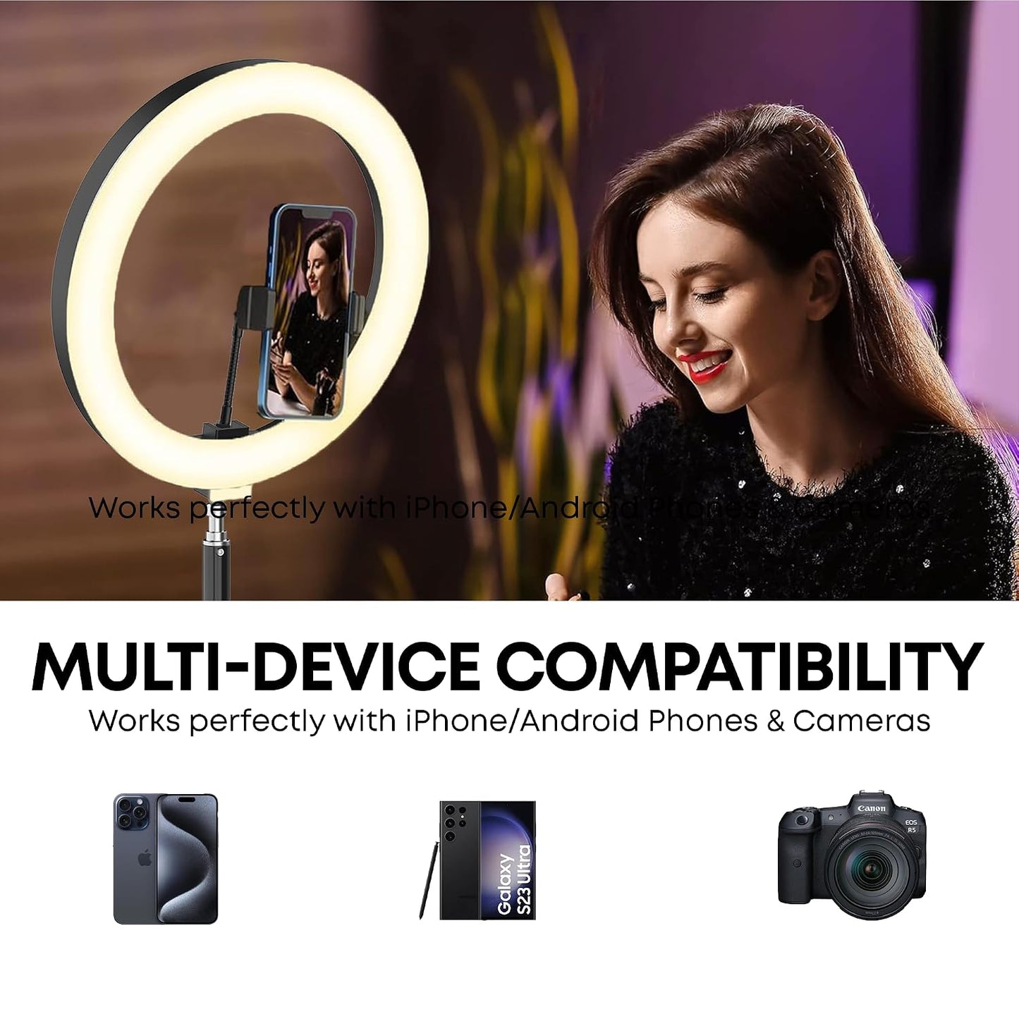 Tygot Professional (14 Inch) Led Ring Light with 7 Feet Tripod Stand for Mobile Phones & Camera, 3 Temperature Mode Dimmable Lighting, Photo-Shoot, Video Shoot, Makeup & More