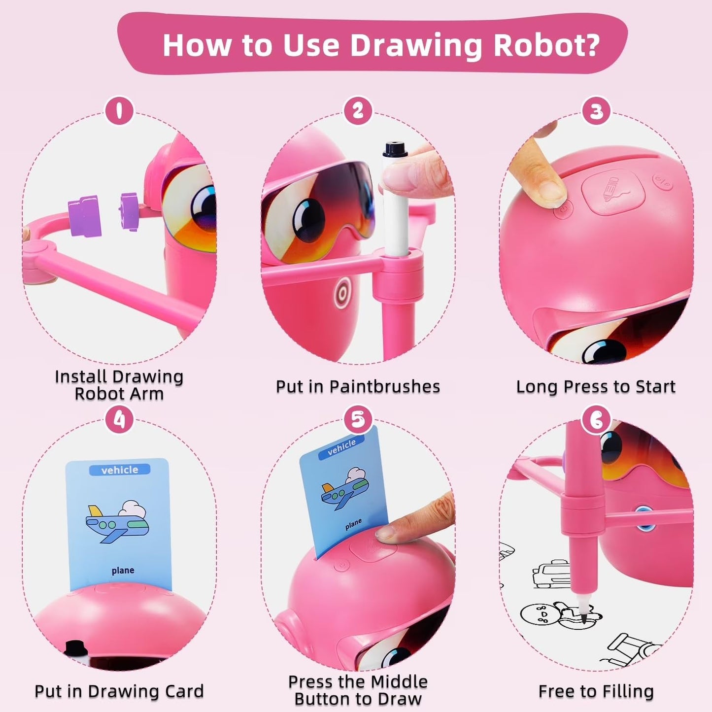 ADKD Interactive Kids Drawing Robot Toy | Early Educational Learning Assistant with 100 Flash Cards & 2 Pens, Step-by-Step Drawing, Fun Creativity Booster for Boys & Girls (Blue)
