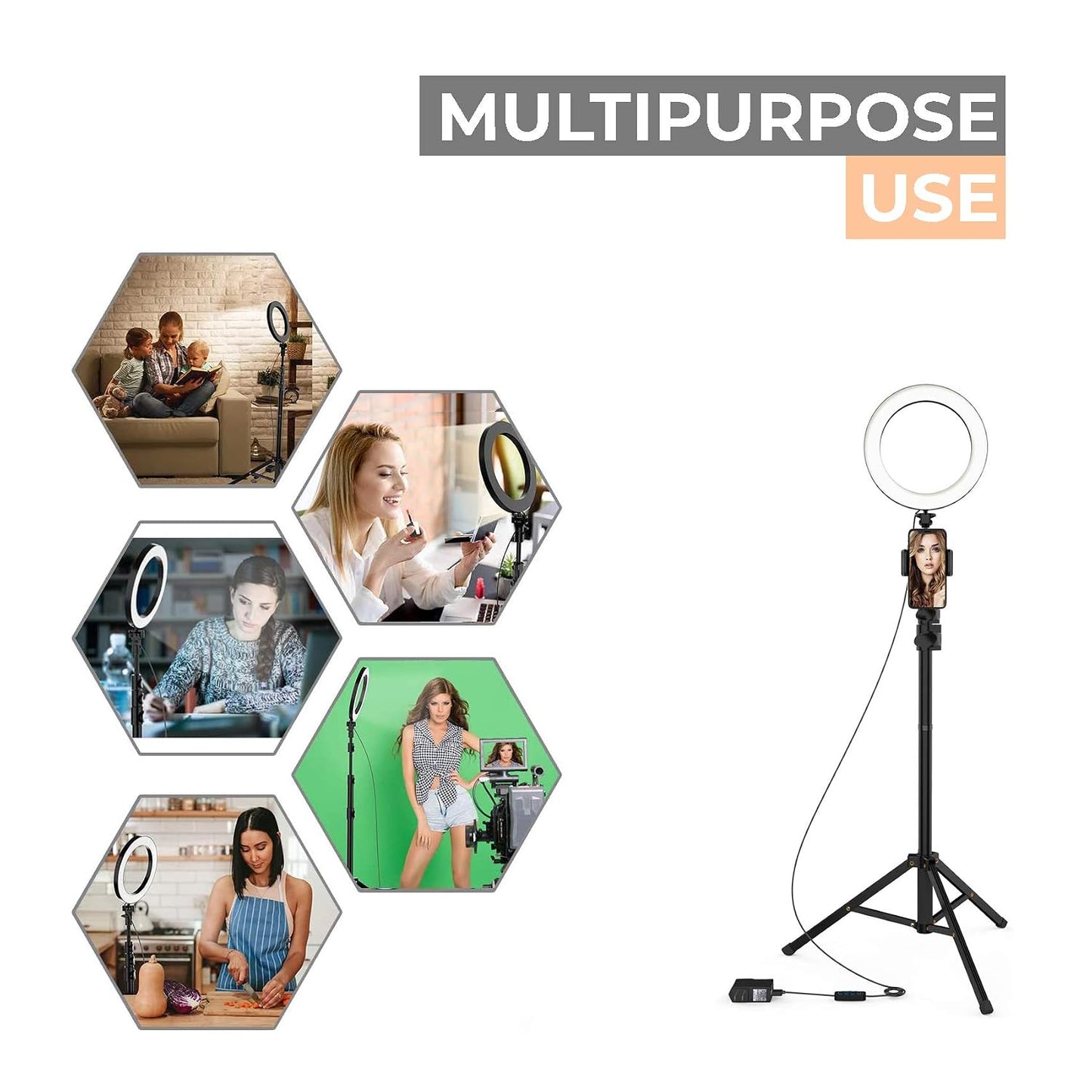 Tygot Professional (14 Inch) Led Ring Light with 7 Feet Tripod Stand for Mobile Phones & Camera, 3 Temperature Mode Dimmable Lighting, Photo-Shoot, Video Shoot, Makeup & More