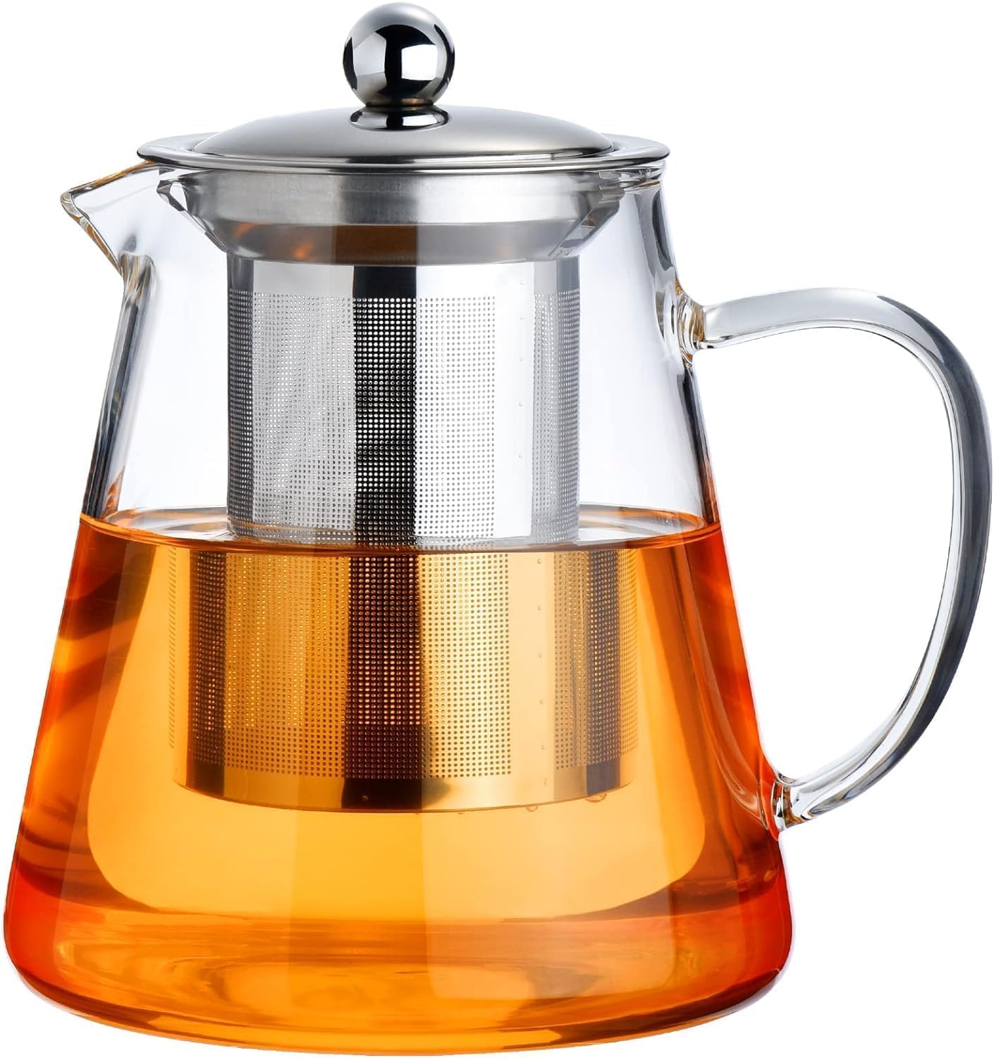 Borosilicate Glass stovetop Kettle with Stainless Steel Infuser teapot to Infuse Tea Coffee Black Tea harbal kadha Tea Pot for Making Green Tea(950 ML)