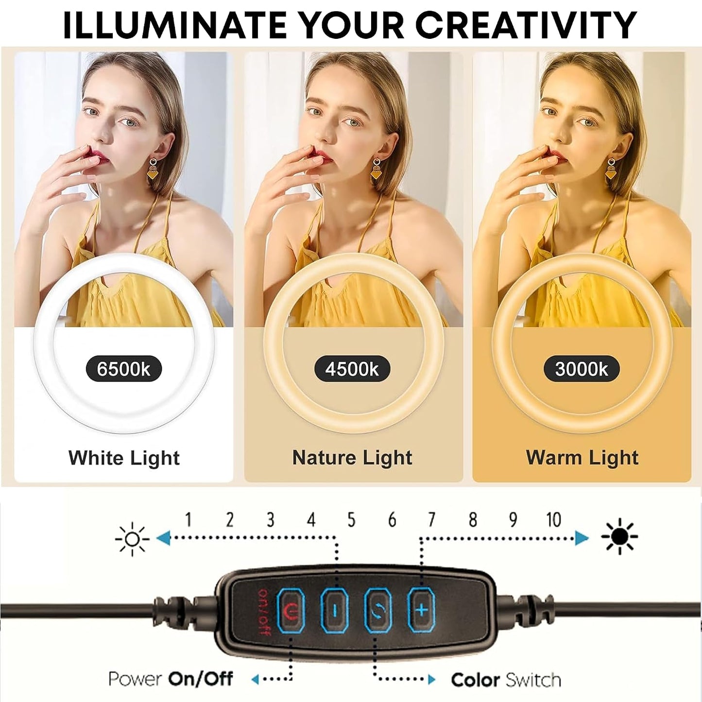 Tygot Professional (14 Inch) Led Ring Light with 7 Feet Tripod Stand for Mobile Phones & Camera, 3 Temperature Mode Dimmable Lighting, Photo-Shoot, Video Shoot, Makeup & More
