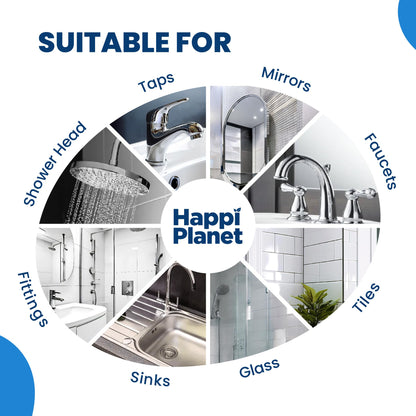 Happi Planet | Tap Cleaner & Limescale Remover | India's 1St Foaming Formulation For Reduced Scrubbing Effort | 500Ml | Suitable For Bathroom, Tap, Shower, Tiles, Mirrors | Non Toxic & Eco-Friendly