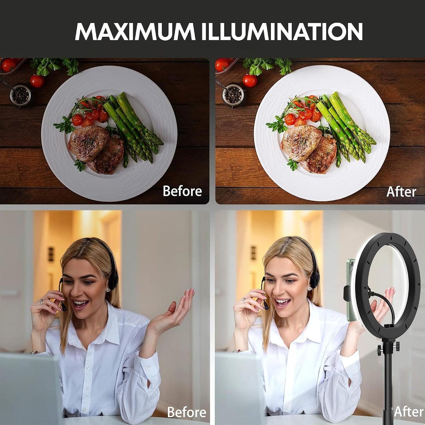 Tygot Professional (14 Inch) Led Ring Light with 7 Feet Tripod Stand for Mobile Phones & Camera, 3 Temperature Mode Dimmable Lighting, Photo-Shoot, Video Shoot, Makeup & More