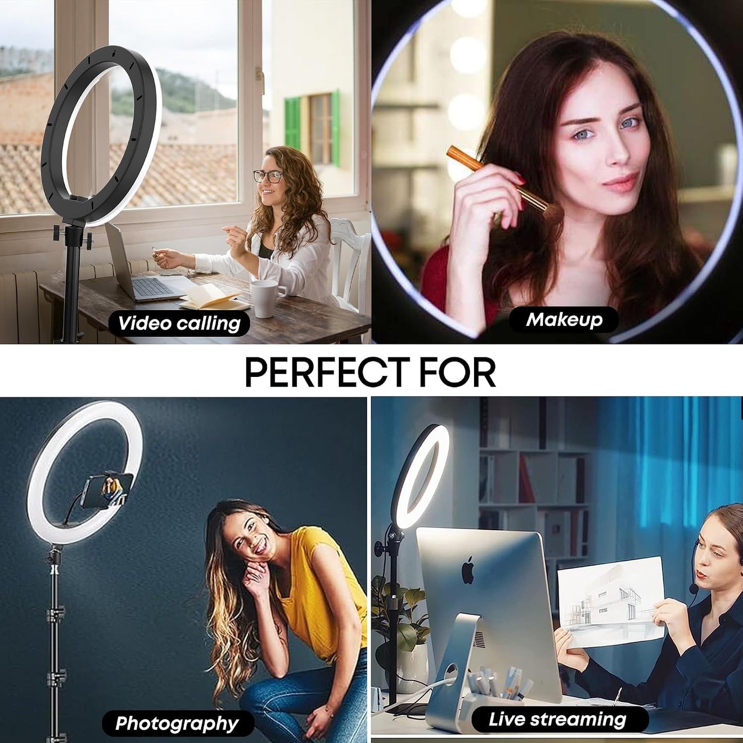 Tygot Professional (14 Inch) Led Ring Light with 7 Feet Tripod Stand for Mobile Phones & Camera, 3 Temperature Mode Dimmable Lighting, Photo-Shoot, Video Shoot, Makeup & More