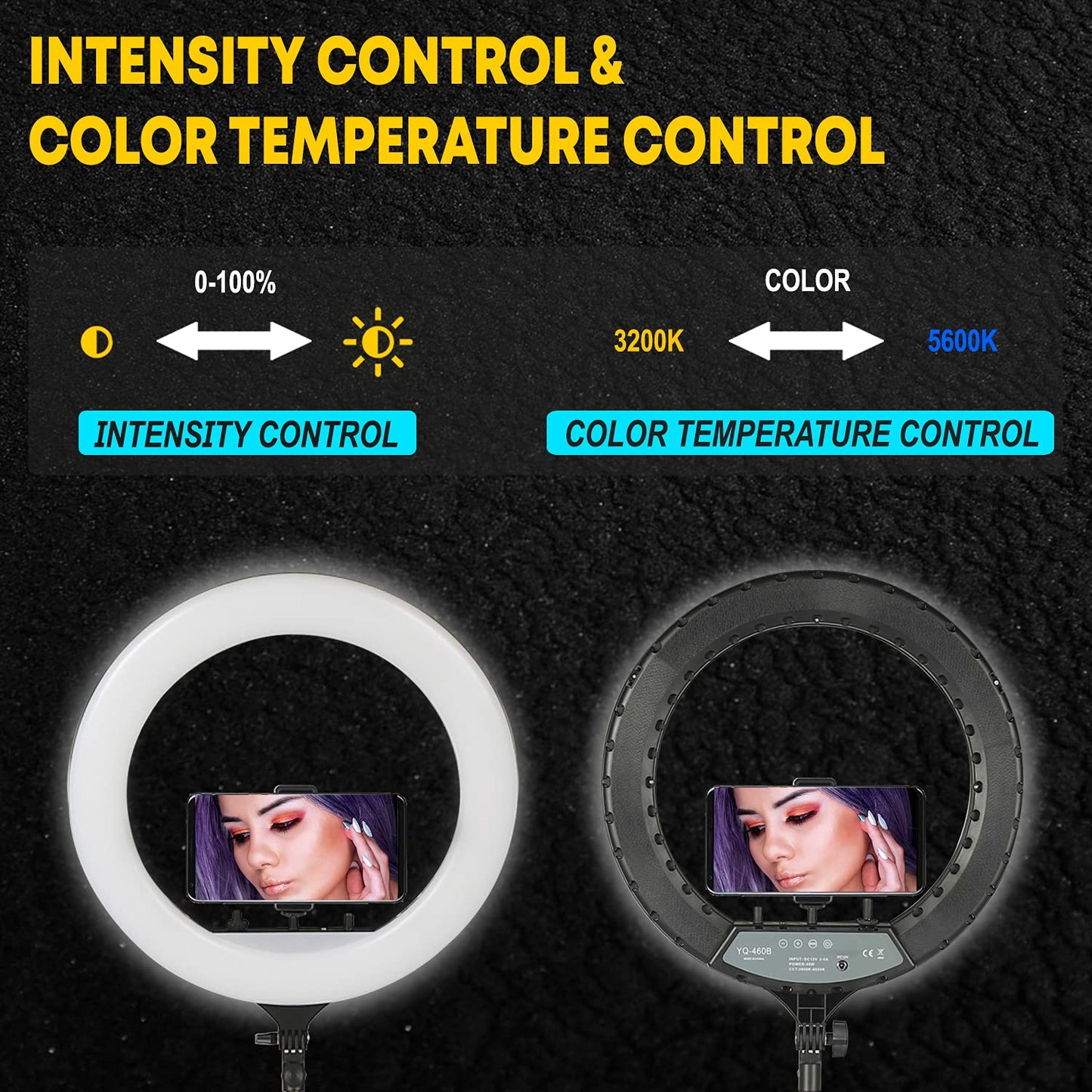 Tygot Professional (14 Inch) Led Ring Light with 7 Feet Tripod Stand for Mobile Phones & Camera, 3 Temperature Mode Dimmable Lighting, Photo-Shoot, Video Shoot, Makeup & More
